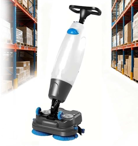 CUTANGELAR Máquina Fregadora De Suelos Comercial, Limpiador Eléctrico Portátil De Empuje Manual Y Secador, Ancho De Limpieza De 17 Pulgadas, 13000 Pies Cuadrados por Hora, para Azulejo, Madera(White)
