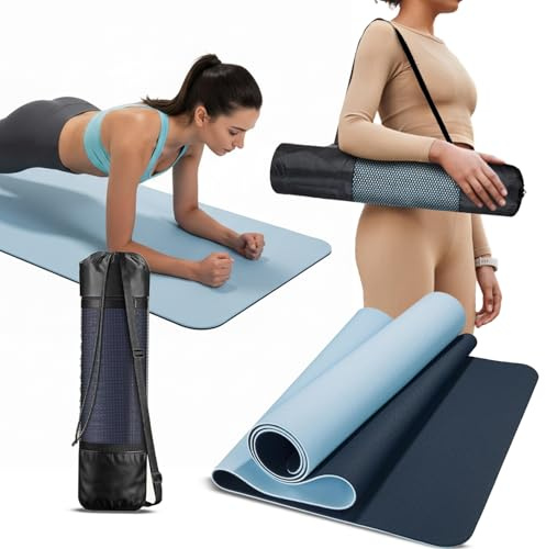Avilia Tappetino Yoga e Pilates in TPE - Antiscivolo Professionale con Spessore 6mm - Materassino Fitness per Ginnastica, Stretching e Addominali - Tracolla per il Trasporto Inclusa - 183x61 cm