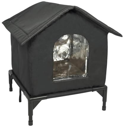 MagiDeal Maison Chat Extérieur, Niche pour Chat Exterieur, Cabane Chat Exterieur Hiver et Pluie, Abri Isolé et Coupe-Vent en Tissu Oxford, Tente Chaude pour Animaux Domestiques Errants, L Black