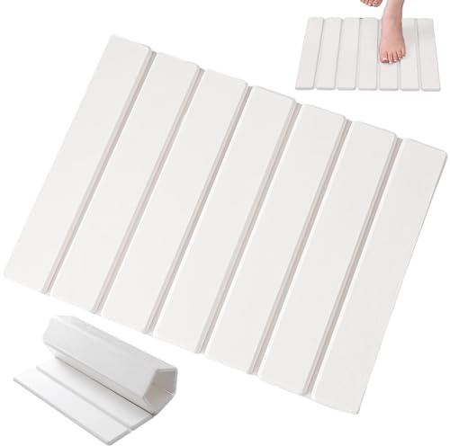 Tappetini da bagno in pietra per bagno, tappetino da pieghevole in pietra diatomite 40x30 cm, tappetino ad asciugatura rapida, tappeto da antiscivolo per cucina (Bianco)