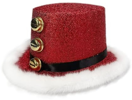 Cappello di Babbo Natale | Copricapo festivo con lanugine bianche e campana, cappello invernale | Per donne uomini famiglia Capodanno riunione cosplay