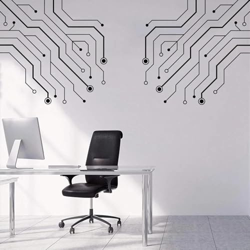 Circuit Board Wall Stickers, Office Technology Vinyl Wall Art Stickers, Boy's playroom Wallpaper Decoration Wall Stickers