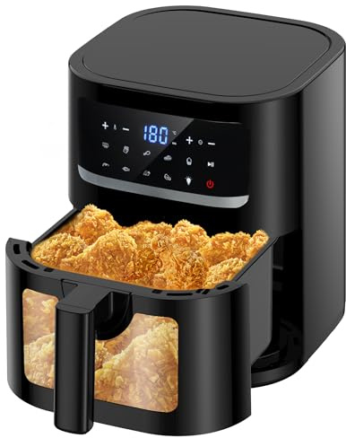 Freidora de Aire 7L | Freidora Aire con Ventana Observación, 9-in-1 Programas Freidora Sin Aceite Control Táctil Luz Incorporada, 1800W Air Fryer XL Temperatura máx 200℃ Cocina baja en Grasa y Aceite