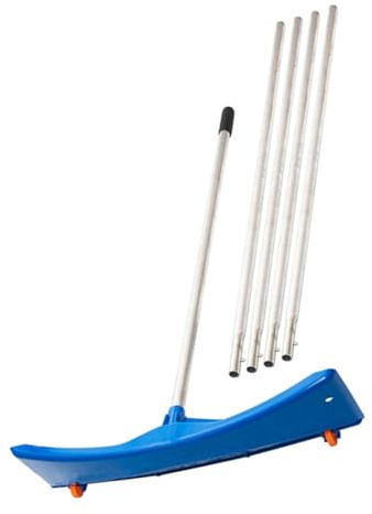 PANGBOER 61 cm breite Dach-Schneeschaufel mit Teleskopstange aus Aluminium und rollenden Rädern zur Schneeräumung auf Dächern, Garagen