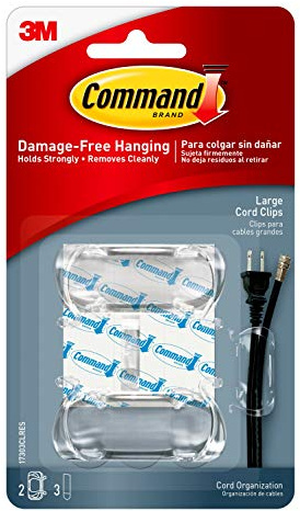 Command Large Cord Clips, Organize Damage-Free, 4-Packs, 8-Clips Total