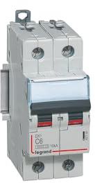 407780 Disjoncteur bipolaire 6A - 2P Courbe C - 6/10kA - À vis - Legrand DX3
