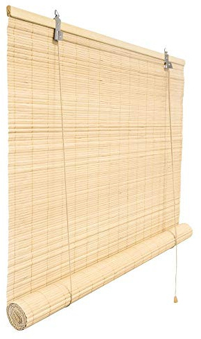 Victoria M. Store en Bambou Opaque à tirage latéral, Protection Solaire et visuelle, pour fenêtres et Portes 120 x 220cm, Nature