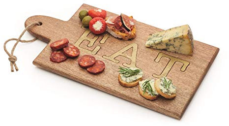 Artesa Tabla de queso rectangular de madera con letras decorativas, 38 x 20.5 cm, color Marrón