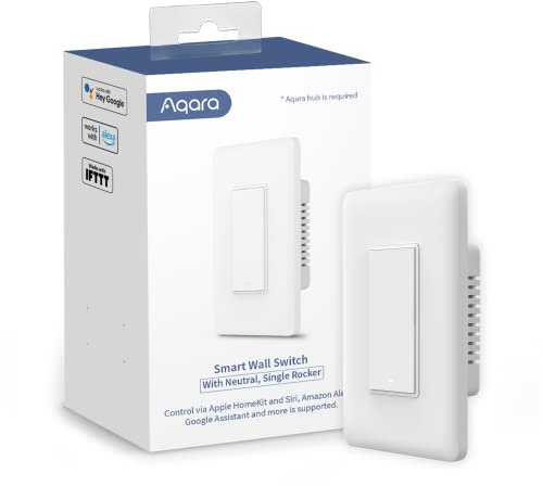Aqara Smart Light Switch (with Neutral, Single Rocker), Requires AQARA HUB, Zigbee Switch, Remote Control and Set Timer for Home Automation, Compatible with Alexa, Apple HomeKit, Google Assistant