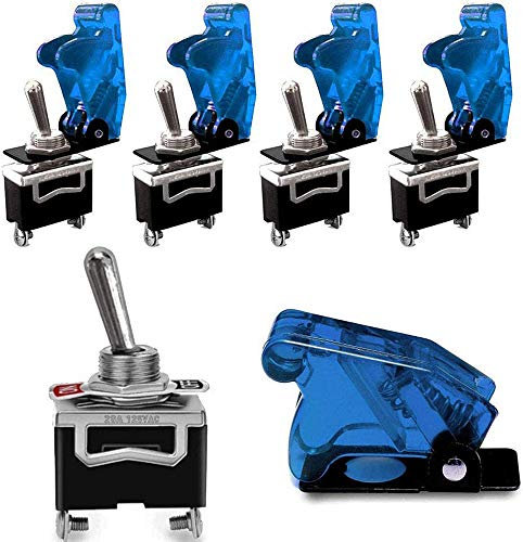 VISSQH 5pcs interruptor 12v,interruptor basculante 12v,20A 12VDC interruptor palanca, con Tapa Impermeable, ON/Off 2 Posiciones 2 Pin, para Auto Vehiculo Barco