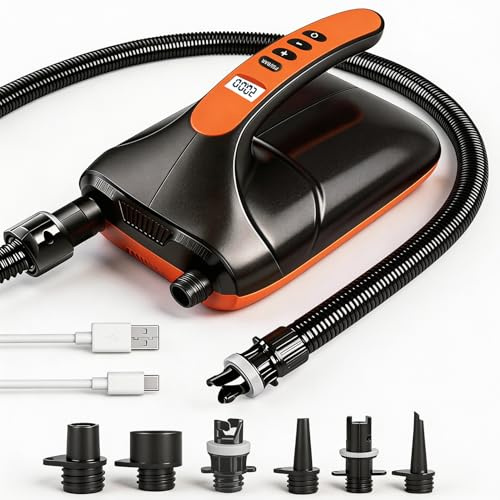 Electric SUP Pump 20 PSI - Rechargeable Stand Up Paddle Board Pump, Fast 8-10 Min Dual Stage Inflation, Auto-Off & Deflation for iSUP, Kayak, Boat