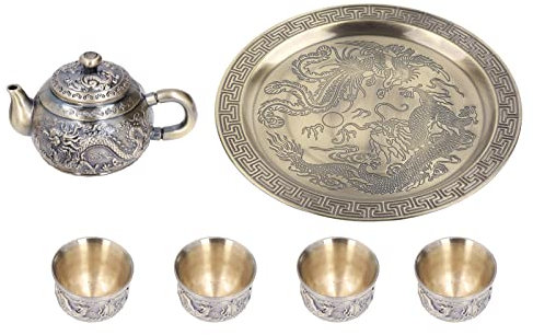 Juego de cafetera turca Vintage, juego de té turco de lujo de Metal con plato de tazas juego de té turco con tetera y bandeja para decoración de mesa
