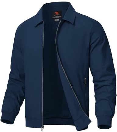 Rdruko Men's Lightweight Smart Casual Lapel Jacket | Outdoor Windbreaker Spring Autumn Water Resistant Jackets with 3 Pockets for Sport Work Walking Hiking Golf Running