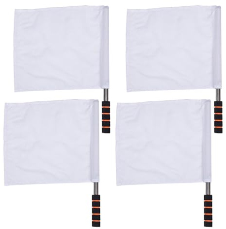 PRETYZOOM Referee Flags 4 Pack Hand Signal Flags with Stainless Steel Poles Lightweight High Visibility for Football Soccer Track and Field Officials
