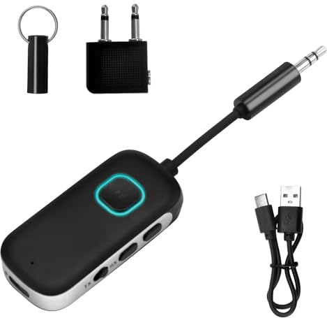 HENGBIRD Bluetooth 5.0-sändare, Bluetooth 5.0-sändare, Bluetooth-sändarkontakt, adapter till mottagare, 3,5 mm trådlös 2-i-1-adapter, kompatibel med TV/PC, stereo/maiso