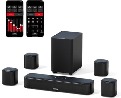 ULTIMEA 7.1ch Soundbar für TV Geräte, Heimkino Surround Sound System, 4 Surround Lautsprechern, 4 Subwoofer, App Steuerung, einstellbarem EQ, Bluetooth 5.3, Aura A40