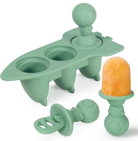 Haakaa Astronaut Ice Pop Mould Set – Mini Silicone Breastmilk Popsicle Molds with Sticks, Anti-Choking Design, Ideal for Baby Teething Relief, Frozen Breastmilk Treat Maker for Infant