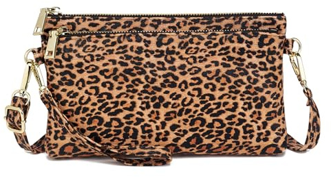 ZOUIQSS Äkta läder crossbody väskor för kvinnor, damer liten axelväska plånböcker flera fickor cross-body handväska