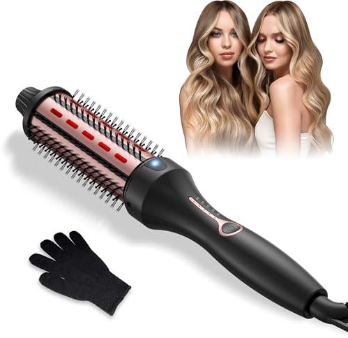 Thermal Brush 38mm, Infrared Curling Brush, Ceramic Thermal Brushes for Hair, Thermal Round Brushes with 5 Temperatures 120-200℃, Volumize Comb Curler Styling Tool Dual Voltage