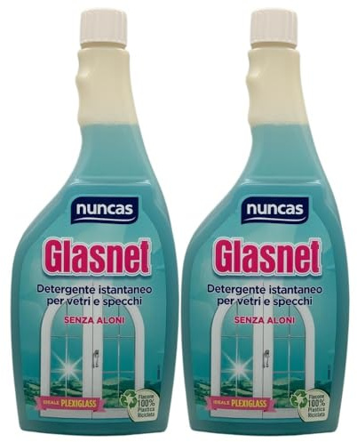 Ricarica Detergente Istantaneo per Vetri e Specchi Senza Aloni, Ideale Plexiglass, 750ml (2 Unità)
