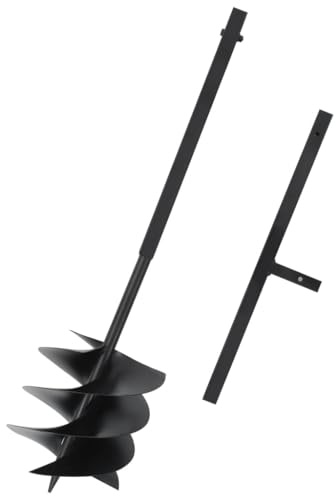 Tarière Manuelle, Perceuse Manuelle Tarière de Jardinage Outil de Plantation avec manche 250 mm Acier Noir