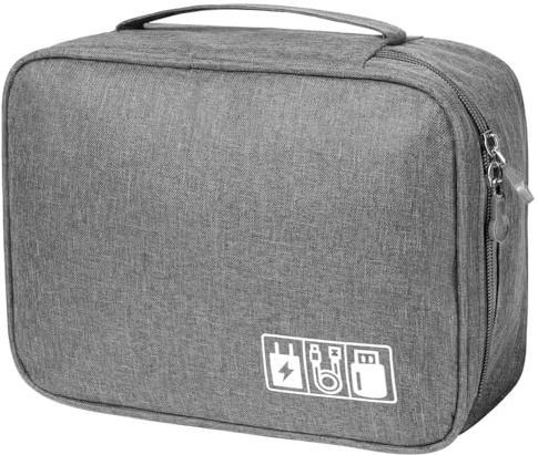 OFFCUP Kabelorganiser, Kabelväska för Resor, Dubbel Organisator Stor Kapacitet, Grå, 24,5×18×10 cm