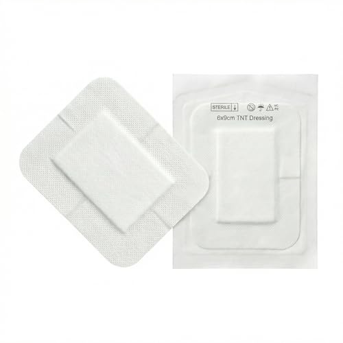 KMINA TNT självhäftande förband (50 stycken) 6 x 9 cm, sterila och hypoallergena för sår och ärrbildning