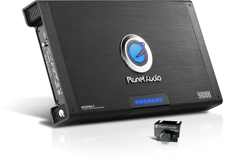 Planet Audio AC2600.2 Anarchy Series 2 Channel Class A/B Car Amplifier - 2600 High Output, 2-8 Ohm Stable, High/Low Level Inputs, High/Low Pass Crossover, Full Range, Hook Up to Subwoofer for Bass