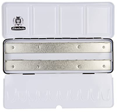 Schmincke – HORADAM AQUARELL Leerkasten 74 924 097, schwarzer Metallkasten mit Mischpalette zur individuellen Bestückung mit 24 x 1/2 oder 12 x 1/1 Näpfchen HORADAM AQUARELL