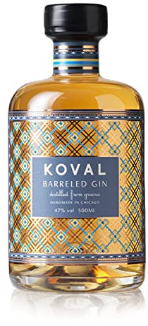 Koval I Barreled Gin I 500 ml I 47% Vol. I In Whisky Fässern gereifter Dry Gin I Noten von Zitrus und Karamell
