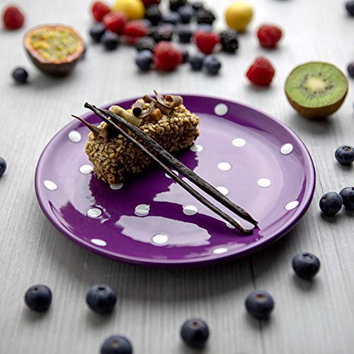 City to Cottage® Purple and White Pottery | Polka Dot Spotty | Handmade Hand Painted | Glazed Ceramic 7.9inch/20cm | Side Dessert Plate | Unique Dinnerware