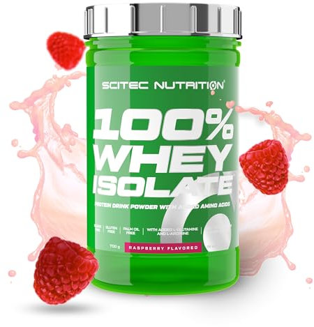 Scitec Nutrition 100% Whey Isolate - Puro potere proteico con BCAA - Glutammina e Arginina - Formula senza zucchero e senza glutine, 700 g, Lampone