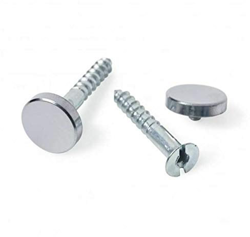 SISI UK® 12 x 50mm Mirror Screws, 13mm Decorative Cap Covers Brushed Stainless Steel Mirror Nails for Tables, Bath Plates, Wardrobes, Glass Signs