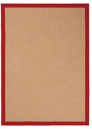 carpetfine Sisalteppich Rot 60x110 cm | Moderner Teppich für Wohn- und Schlafzimmer
