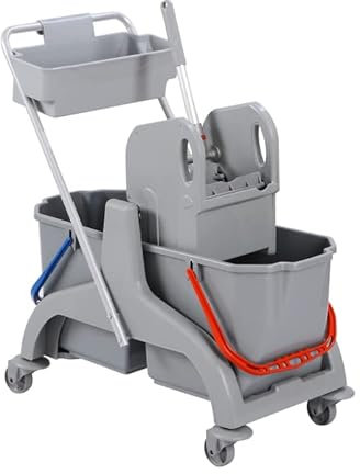 BELLANET Wischwagen, robuster Profi Hygiene- & Reinigungswagen mit Presse und 2 x 18 Liter Eimern - aus 50% Recycling-Material