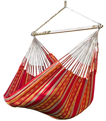Potenza Hängesessel 180x140cm Pereira XL Hängestuhl, Hängesitz bis 160 kg Handgefertigt aus Baumwolle Hängematte Schaukelstuhl (Mandarin)