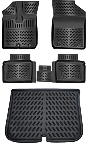 ELMASLINE 3D Gummimatten & Kofferraumwanne Set für Dacia Spring 1 2021-2025 | Fußmatten Zubehör