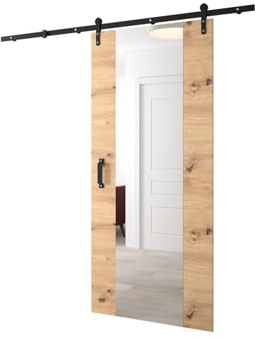 KRYSPOL Schiebetürsystem LOFTIKO 2 Komplett-Set für Schiebetüren, Trennwände Innentüren (Artisan Eiche)