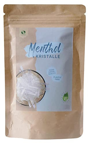 SudoreWell® Cristaux menthol de qualité alimentaire 100 % pure huile de menthe dans un sac en papier kraft (plastique gratuit) 75 g