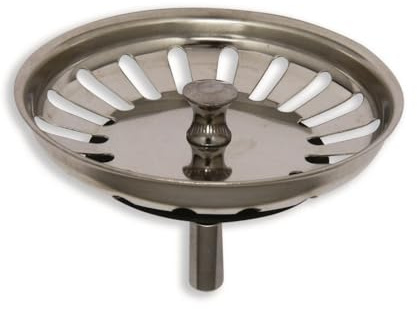 Schläfer 439721 | Tappo Universale per Scarico Lavandino Cucina in Acciaio Inox, Filtro a Cestello Fermarifiuti Ø 83mm, Perno Ø 8mm, Confezione da 2 Pezzi