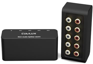 Cubilux AS-R1 RCA Splitter Box, 4 Kanal Stereo Cinch Splitter, passiver Audio Cinch Splitter, hergestellt mit Aluminiumlegierung (1 in 4 Out)