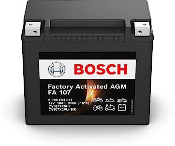 Bosch FA107 - Batterie moto AGM - 12V 310A 18Ah - Adaptée aux motos, mobilettes, enduros, scooters, quads, jet skis - Compatible M6023, BTX20HL, BTX20L-BS, BTX20L