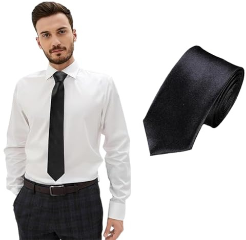 NTRUXZP 1 Cravate pour Homme Élégante Cravate en Satin de 5 cm Cravate de Mariage Classique Convient pour le Bureau ou les Occasions Festives (Noir)