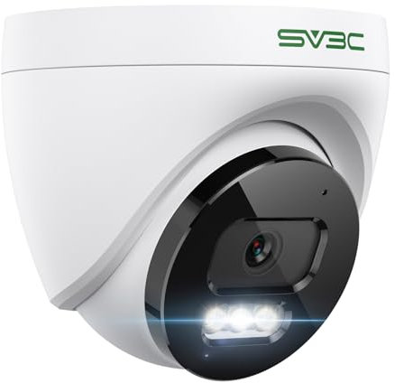 SV3C 4K POE Außen Innenkamera, kabelgebundene Sicherheitskamera, Personen-/Fahrzeugerkennung, Farbnachtsicht, Zwei-Wege-Audio, wasserdicht, 24/7 Aufzeichnung, RTSP, ONVIF, 512GB SD-Kartensteckplatz