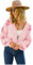 HEYPORK Damen Herbst Winter Warm Bequem Pullover Casual Mode Strickjacke Strickpullover Frauen Strickjacke StraßE Hipster Kurz Gestrickt Blumen Pullover(A Rosa, XL)
