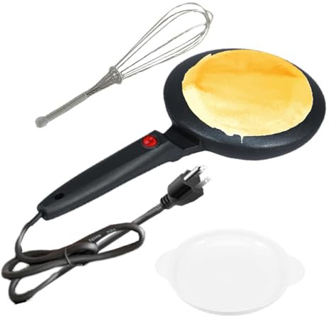 lisutupode Padella elettrica per pancake, piastra elettrica rotonda per pancake - Padella per pancake antiaderente portatile da 600 W - 7.87 In Pancake Maker istantaneo con controllo automatico della