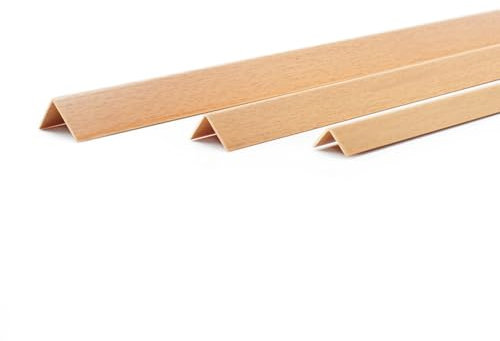 DQ-PP Profil WINKEL - Dimensions : 15 x 15 mm - Longueur : 2 m (1 x 2 m) - Couleur : hêtre - Matériau : PVC - Plastique Barre d'angle - Coin extérieur, protection des bords, mur, profilé d'angle en