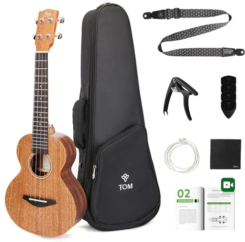 TOM 23 Inch Solid Mahogany Concert Ukulele Beginner Kit