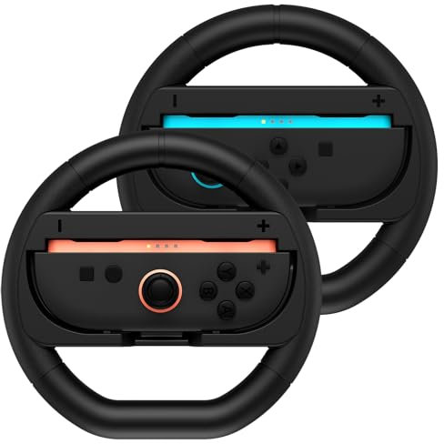Steering Wheels for Nintendo Switch 2, 2 Pack Joy-Con Racing Wheels for Mario Kart 8 Deluxe, Switch Steering Wheel Grips Accessories for Kids & Adults(Black)