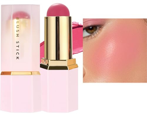 Ruwshuuk Barra De Rubor,Rubor Líquido Hidratante Impermeable | Iluminador Facial Natural Y Duradero Para Piel Seca Grasa Pómulos Cejas Labios Cumpleaños